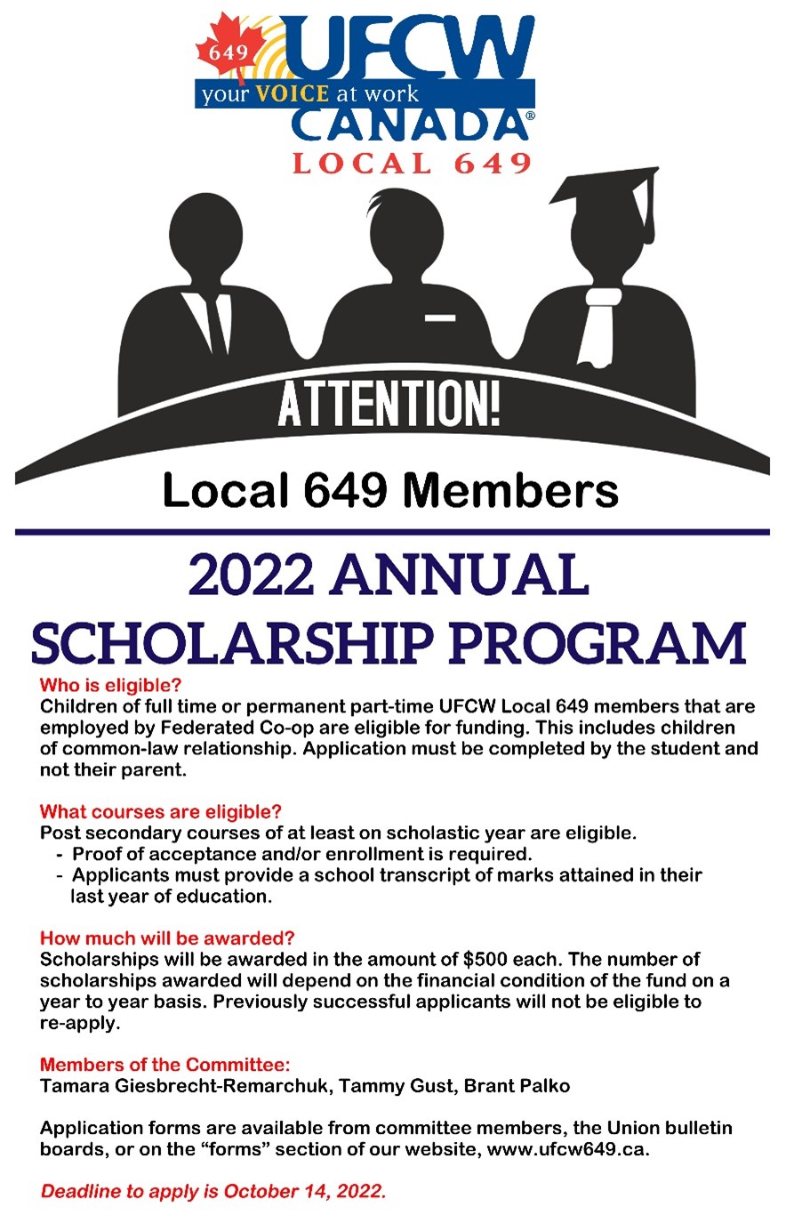Local 649 Members: 2022 Annual Scholarship Program